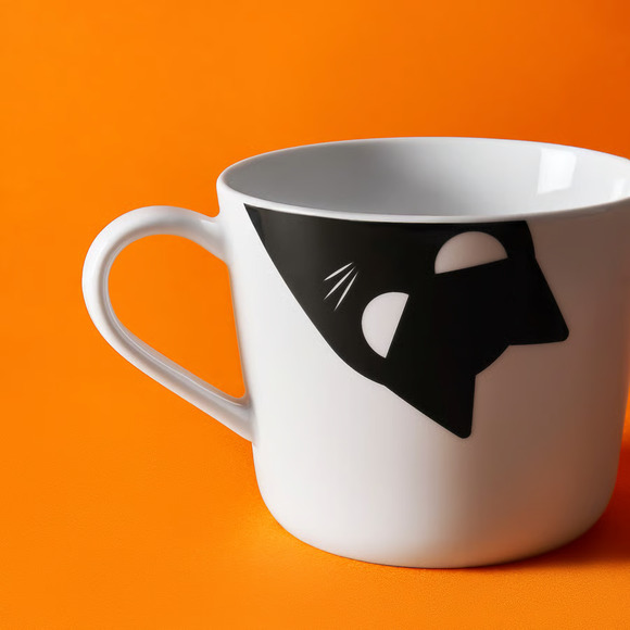 IKEA KUSTFYR Mug, White/Cat Black, 12 oz (906.173.57) NEW - Picture 2 of 2